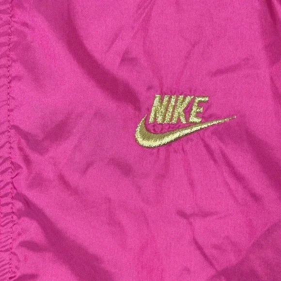 Vintage Nike International Windbreaker Jacket Pink Gold Embroidered Logo Track